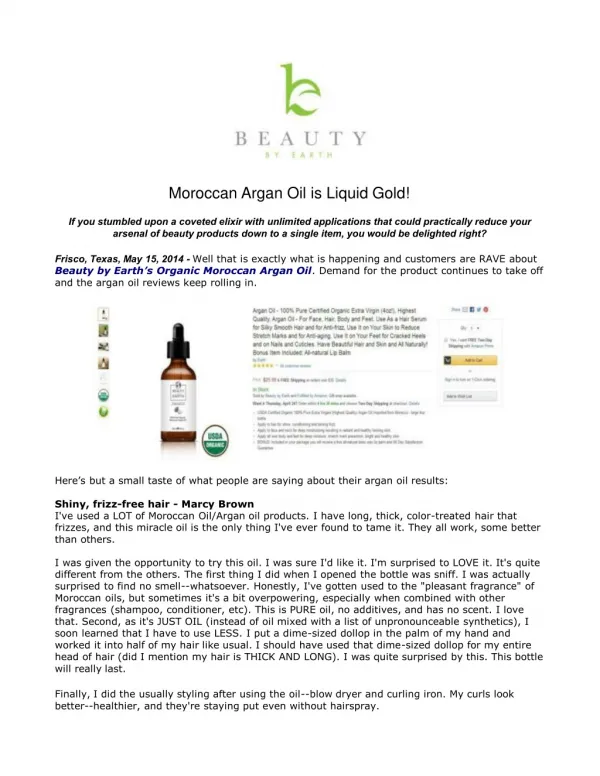 Moroccan Argan Oil is Liquid Gold!