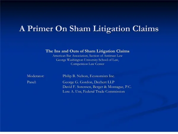 a primer on sham litigation claims
