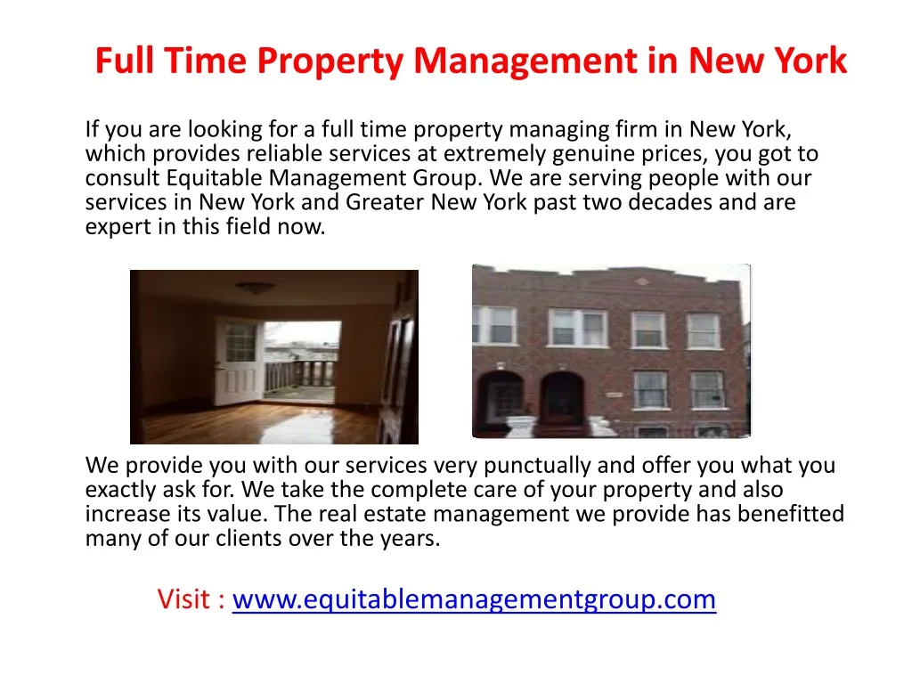 full time property management in new york