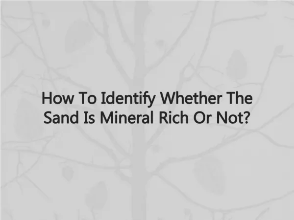 How To Identify Whether The Sand Is Mineral Rich Or Not?
