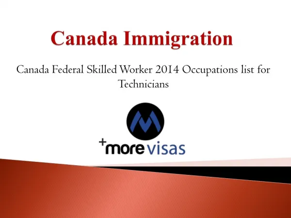 Canada FSW 2014 Occupations list for Technicians