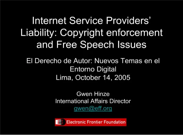internet service providers liability: copyright enforcement and free speech issues