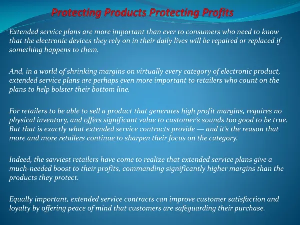 Protecting Products Protecting Profits