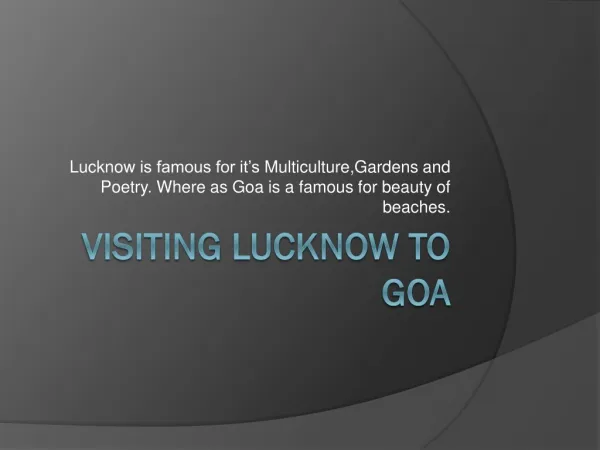 Find Affordable air tickets for Flights from Lucknow to Goa
