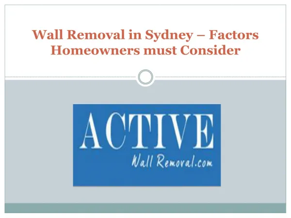 Wall removal in Sydney