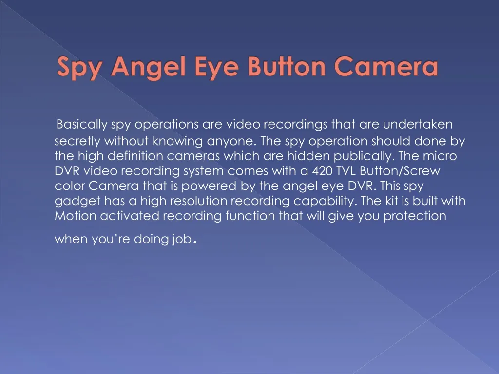spy angel eye button camera
