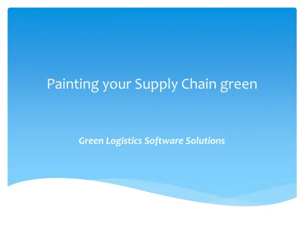 Green Logistics Software Solutions