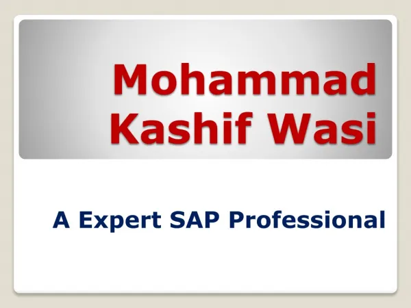 Mohammad Kashif Wasi-Expert SAP Professional