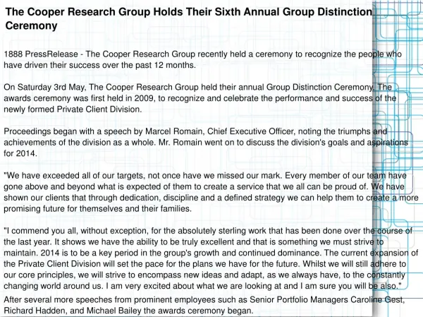 The Cooper Research Group Holds Their Sixth Annual Group