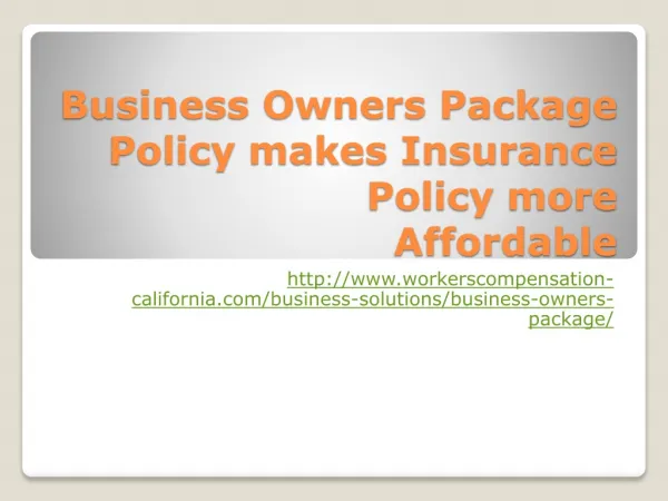 Business Owners Package Policy makes Insurance Policy
