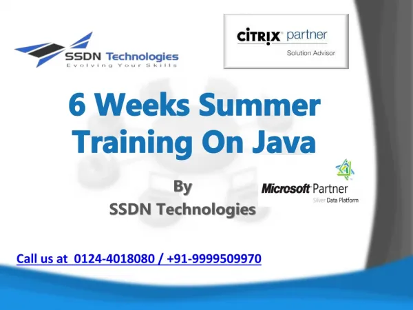 6 Weeks Summer Training on Java By SSDN Technologies
