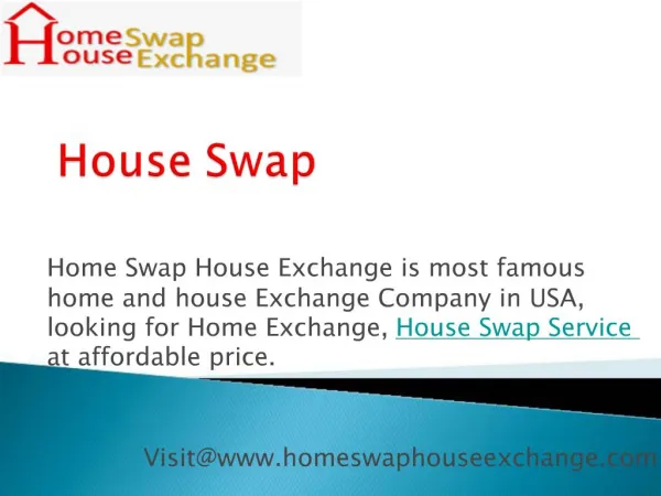 Home Swap and House Exchange Service in USA
