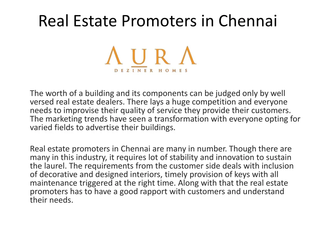 real estate promoters in chennai