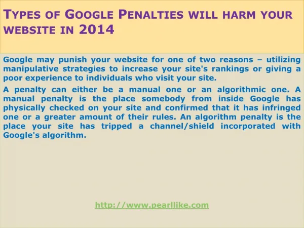 Types of Google Penalties will harm your website in 2014