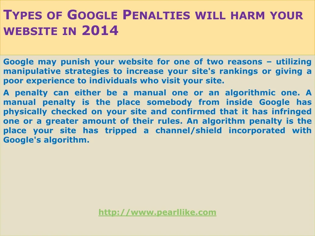 types of google penalties will harm your website in 2014