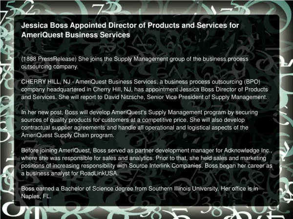 Jessica Boss Appointed Director of Products and Services