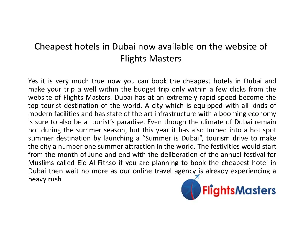 cheapest hotels in dubai now available on the website of flights masters