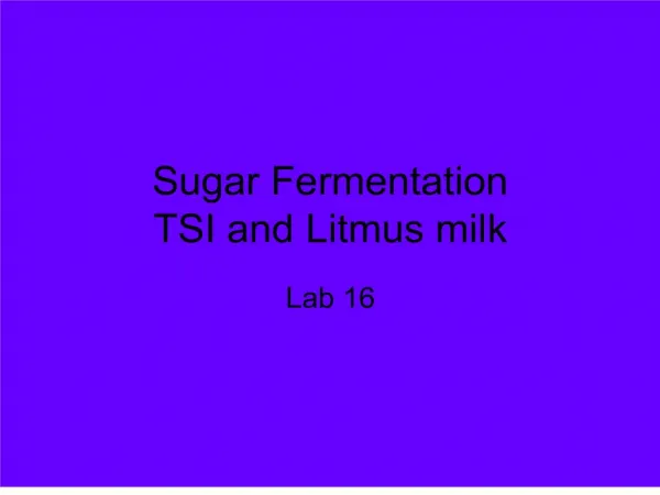 sugar fermentation tsi and litmus milk