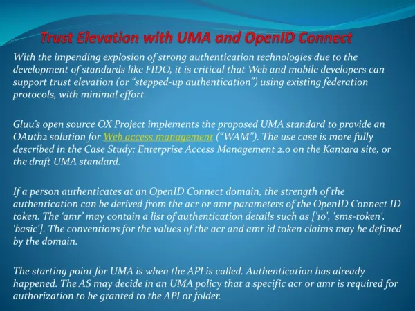 Trust Elevation with UMA and OpenID Connect