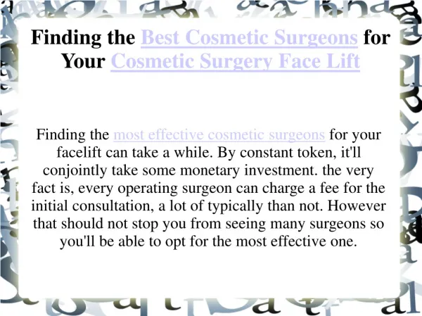 Finding the Best Cosmetic Surgeons for Your Cosmetic Surgery