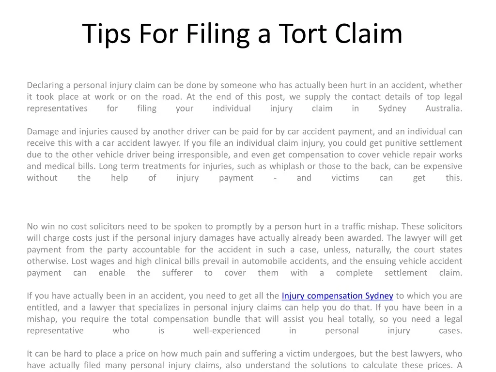 tips for filing a tort claim