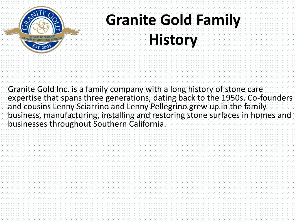 granite gold family history