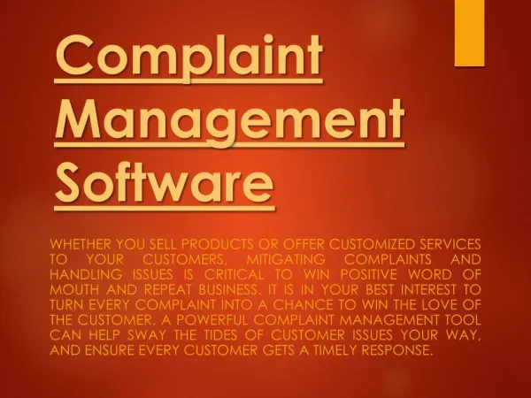 Online Complaints Management System