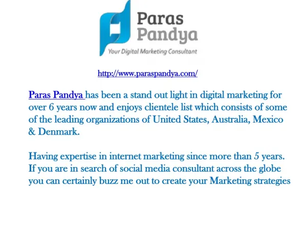 Paras Pandya - Internet Marketing Consultant