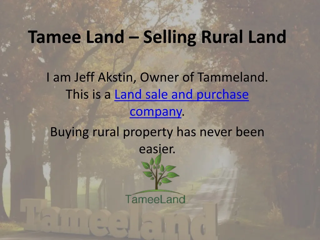 tamee land selling rural land