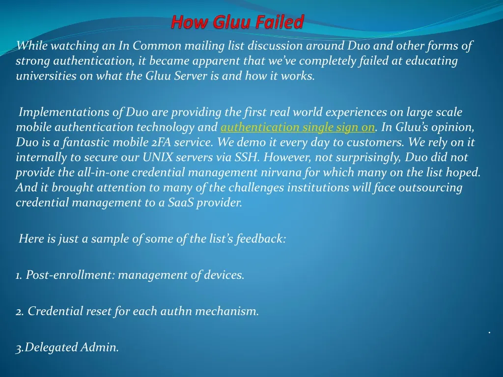 how gluu failed