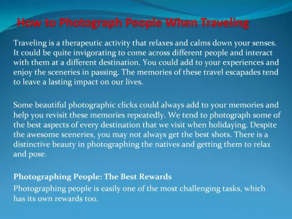 How to Photograph People When Traveling