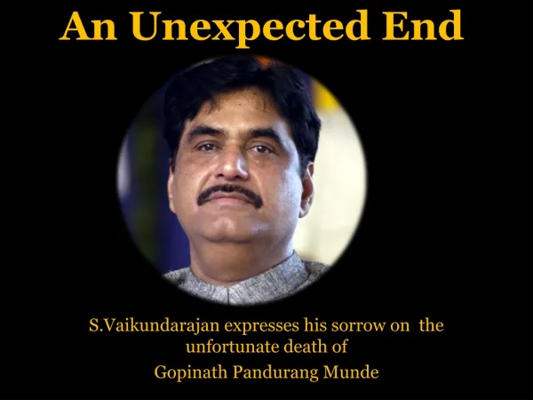 Vaikundarajan Expresses His Sorrow On The Unfortunate Death