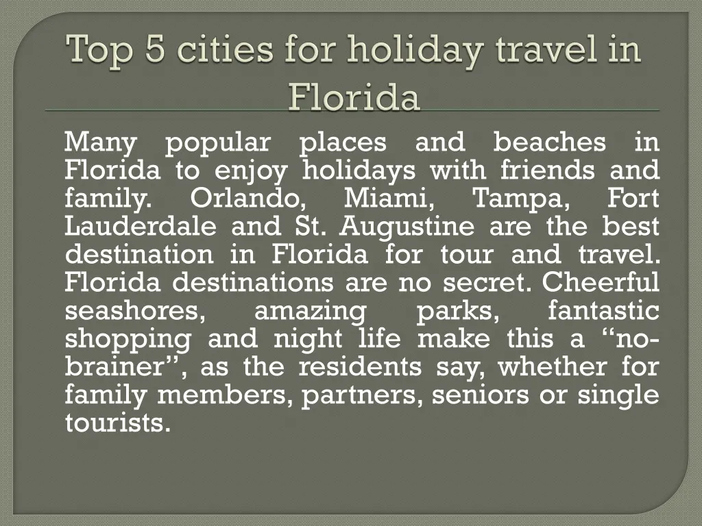 top 5 cities for holiday travel in florida