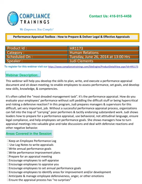 Webinar On Performance Appraisal Toolbox : How to Prepare