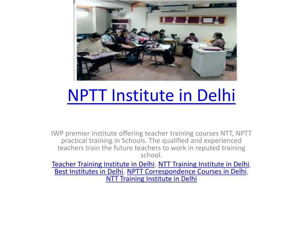 nptt institute in delhi