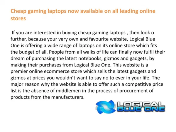 Cheap gaming laptops now available on all leading online sto