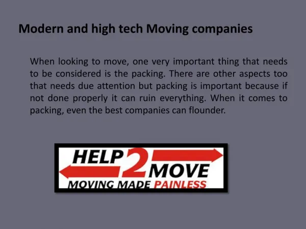 Modern and high tech Moving companies