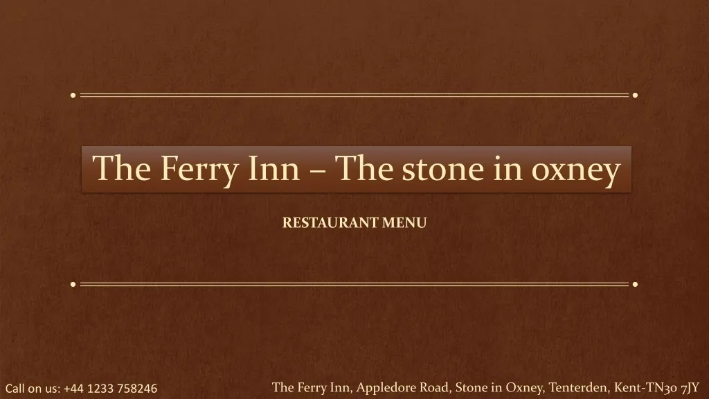 the ferry inn the stone in oxney