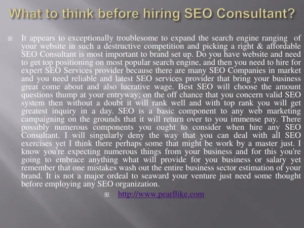 What to think before hiring SEO Consultant?