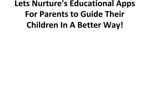 Education Apps For Parents