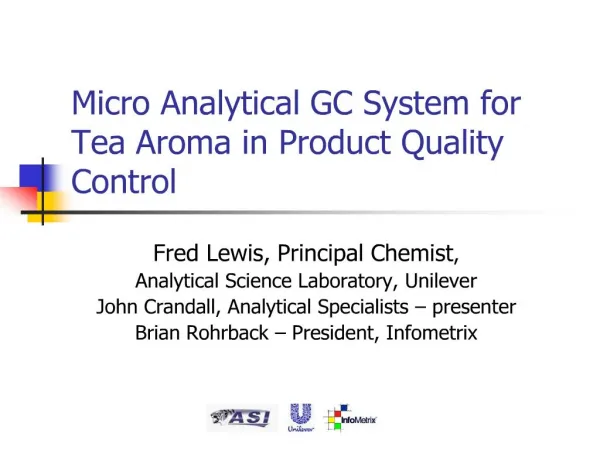 micro analytical gc system for tea aroma in product quality control