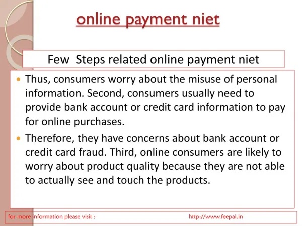 Successful transaction of online payment niet