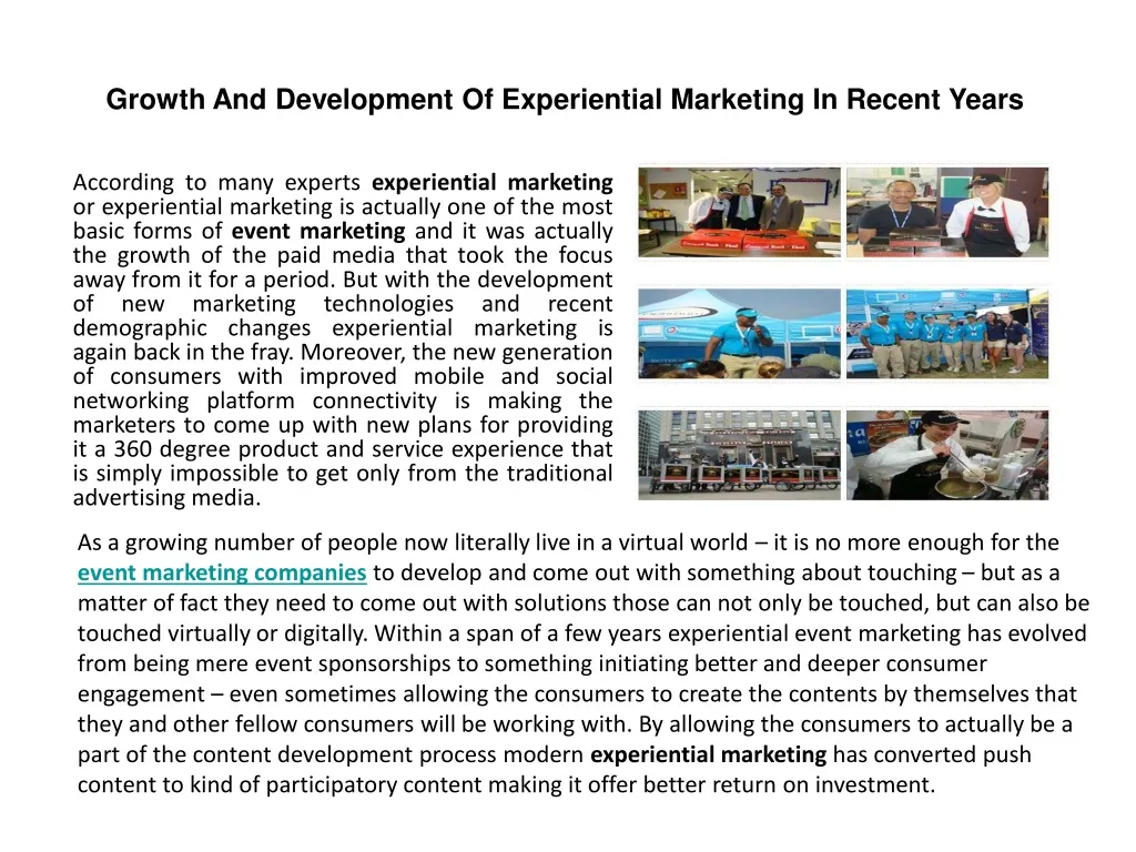 growth and development of experiential marketing