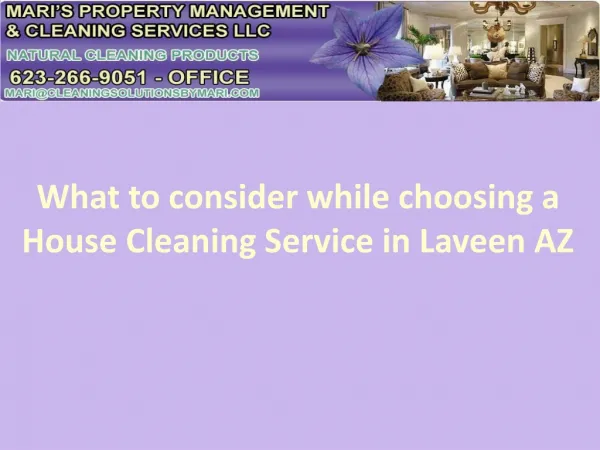 Choosing a House Cleaning service in Laveen AZ