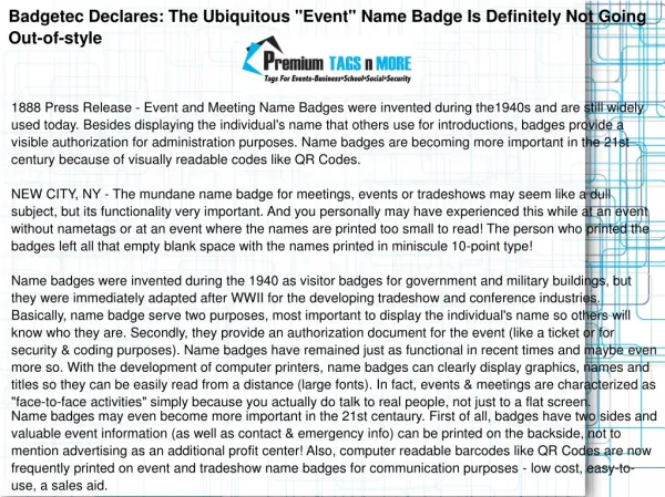 Badgetec Declares: The Ubiquitous "Event"
