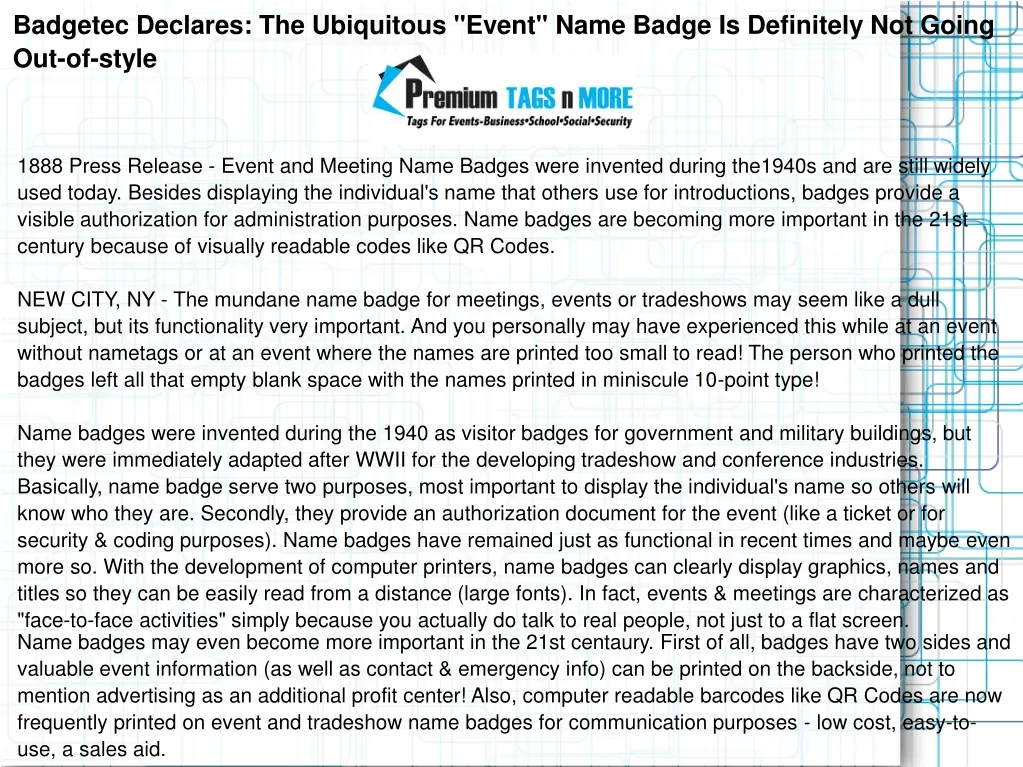 badgetec declares the ubiquitous event name badge