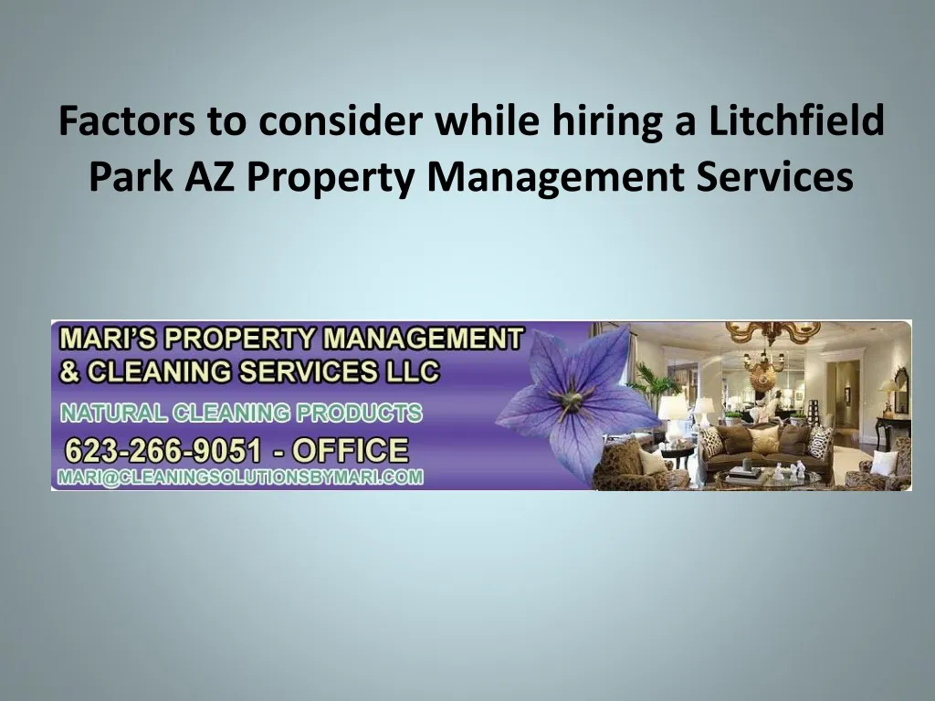 factors to consider while hiring a litchfield park az property management services