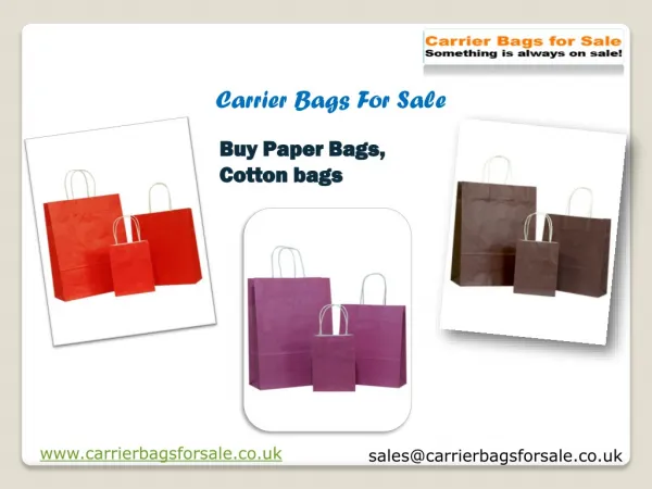 Carrier Bags For Sale UK - Cotton Bags - Paper Bags