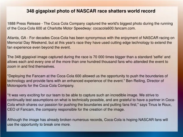 348 gigapixel photo of NASCAR race shatters world record