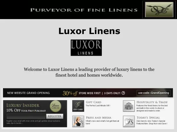 Luxor linens Reviews- New Website Grand Opening Offers